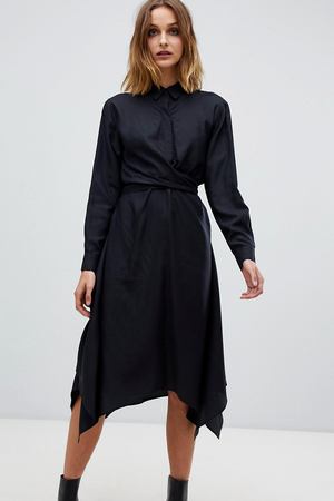 Платье-рубашка с запахом AllSaints - Черный AllSaints 61917 купить с доставкой