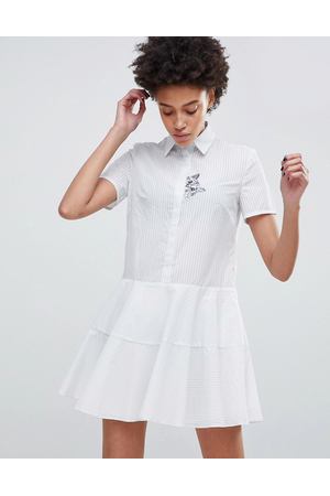 Платье-рубашка с вышитой кошкой Paul & Joe Sister - Белый Paul&Joe 48430 купить с доставкой