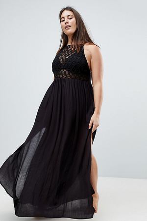 Пляжное платье макси со вставкой кроше ASOS DESIGN CURVE Premium ASOS Curve 19400