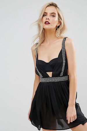 Пляжное платье с металлической отделкой ASOS DESIGN PETITE - Черный ASOS Petite 19401