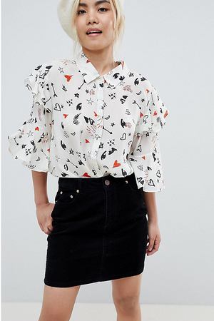 Выбеленная черная вельветовая юбка ASOS DESIGN Petite - Черный ASOS Petite 58420