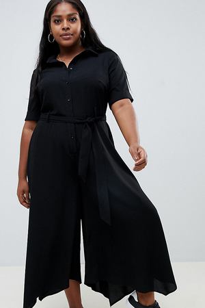 Комбинезон-рубашка с поясом ASOS DESIGN Curve - Черный ASOS Curve 59640