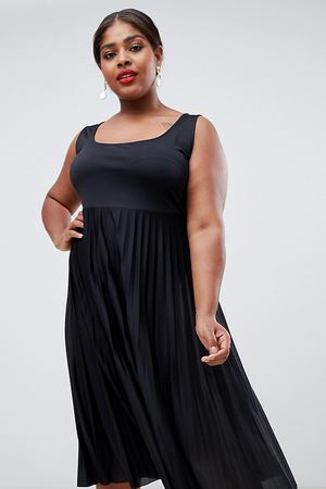 Платье миди с овальным вырезом и плиссировкой ASOS DESIGN Curve ASOS Curve 46515