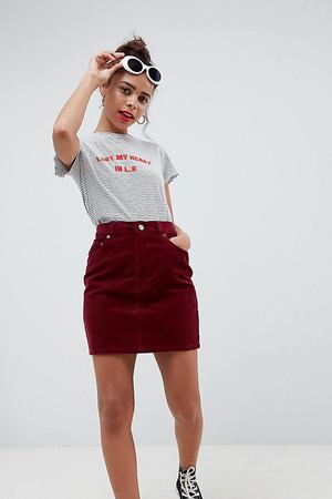 Вельветовая юбка ягодного цвета ASOS DESIGN Petite - Красный ASOS Petite 58370