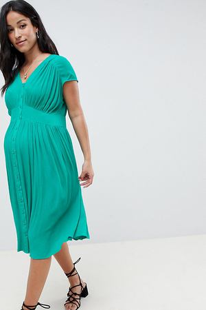 Чайное платье миди ASOS DESIGN Maternity - Зеленый ASOS Maternity 28518