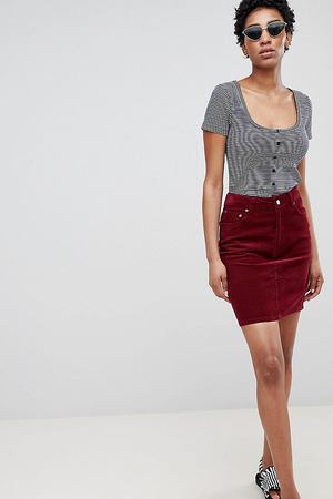 Вельветовая юбка ягодного цвета ASOS DESIGN Tall - Красный ASOS Tall 79135