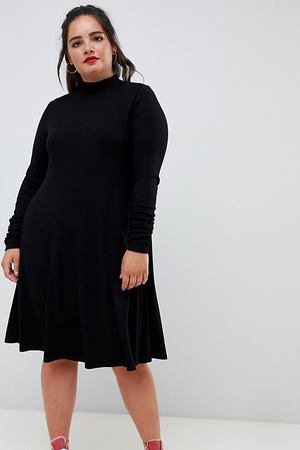 Платье-трапеция в рубчик с длинными рукавами ASOS DESIGN Curve ASOS Curve 19285