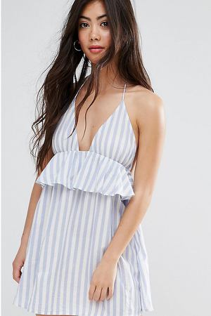 Пляжный сарафан в полоску с оборками ASOS DESIGN PETITE - Мульти ASOS Petite 19406