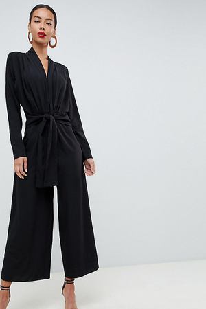 Комбинезон-кюлоты с глубоким вырезом и завязкой на талии ASOS DESIGN T ASOS Tall 92562