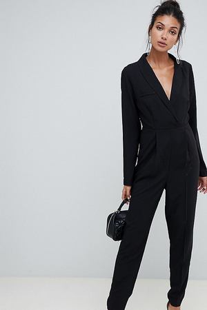 Комбинезон в стиле смокинга ASOS DESIGN Tall - Черный ASOS Tall 9787