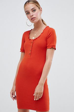 Облегающее платье мини в рубчик с роговыми пуговицами ASOS DESIGN Peti ASOS Petite 14290