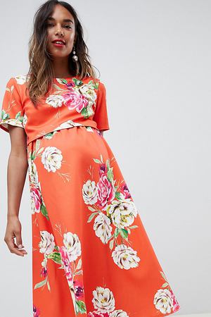 Двухслойное платье миди с цветочным принтом ASOS DESIGN Maternity ASOS Maternity 39379