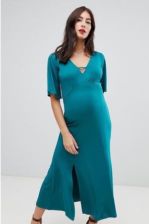 Платье макси с запахом на завязке ASOS DESIGN Maternity - Зеленый ASOS Maternity 16703