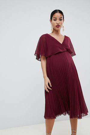 Платье миди с плиссированной юбкой и расклешенными рукавами ASOS DESIG ASOS Maternity 61193