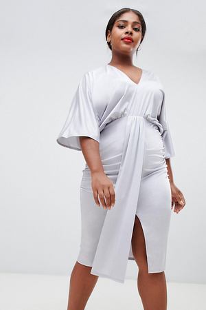 Платье миди с драпировкой и эффектом металлик ASOS DESIGN Curve Exclus ASOS Petite 16726