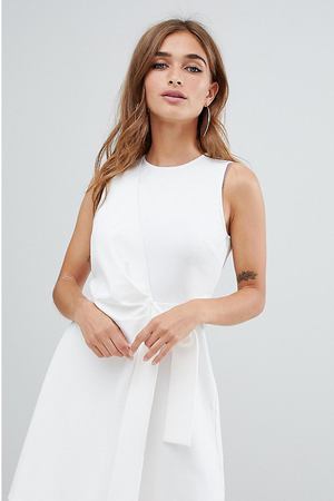 Платье мини с запахом и поясом ASOS DESIGN Petite - Белый ASOS Petite 16759