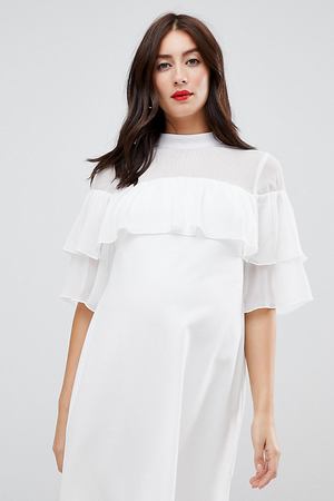 Свободное платье с оборкой ASOS DESIGN Maternity - Белый ASOS Maternity 23174