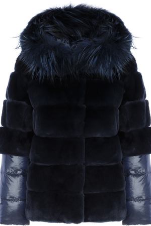 Комбинированная шуба из меха кролика Virtuale Fur Collection 10004 купить с доставкой